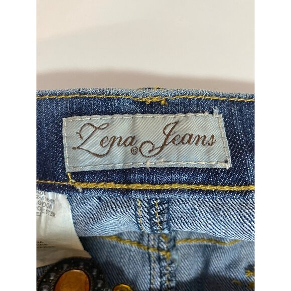 Lena Jeans Y2K Blue Demin Maxi Skirt with Gem Belt and Front Slit Women's 8 NWOT - Picture 5 of 10